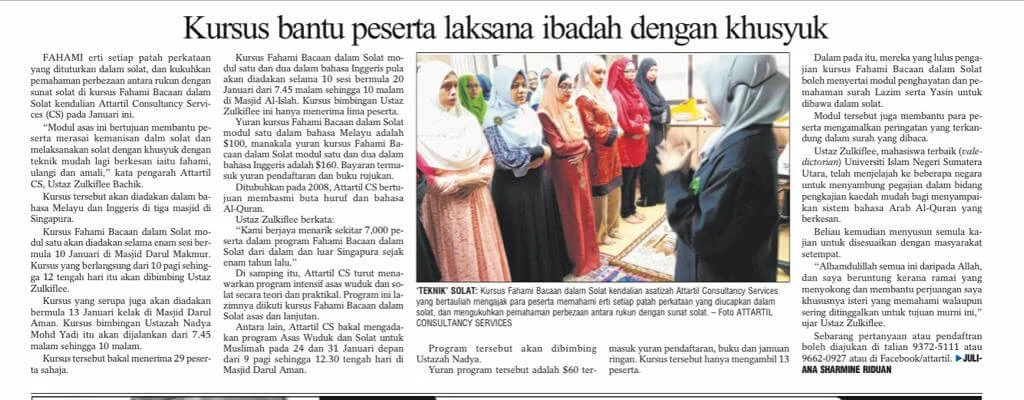 Kursus bantu peserta laksana ibadah dengan khusyuk